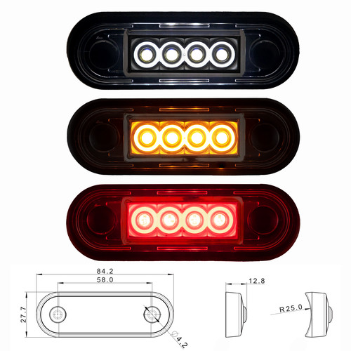 Led umrissleuchte 12v 24v rot - 24v,